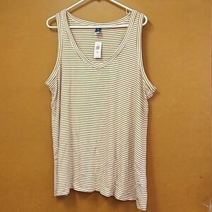 Old Navy White and Gold Sleeveless Luxe V Neck Top
